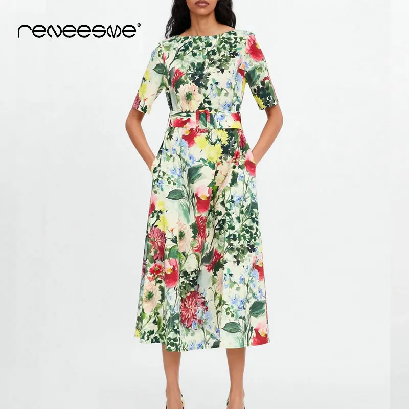 Reneesme новинка женское платье летнее короткий рукав о-образный вырез