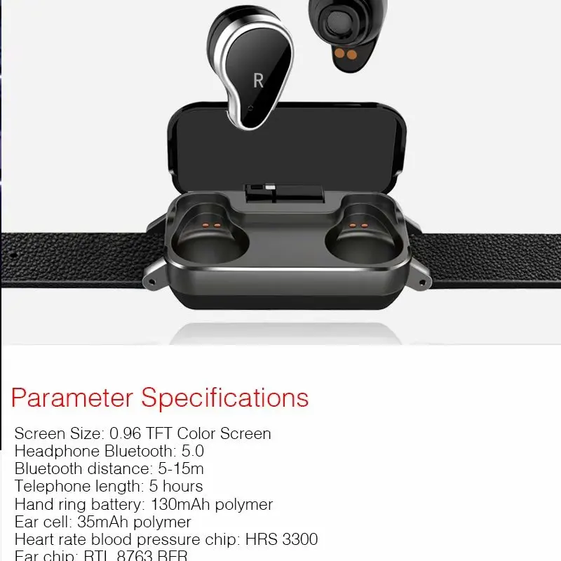 T89 TWS bluetooth наушники беспроводные умный Браслет сердечного ритма спортивный