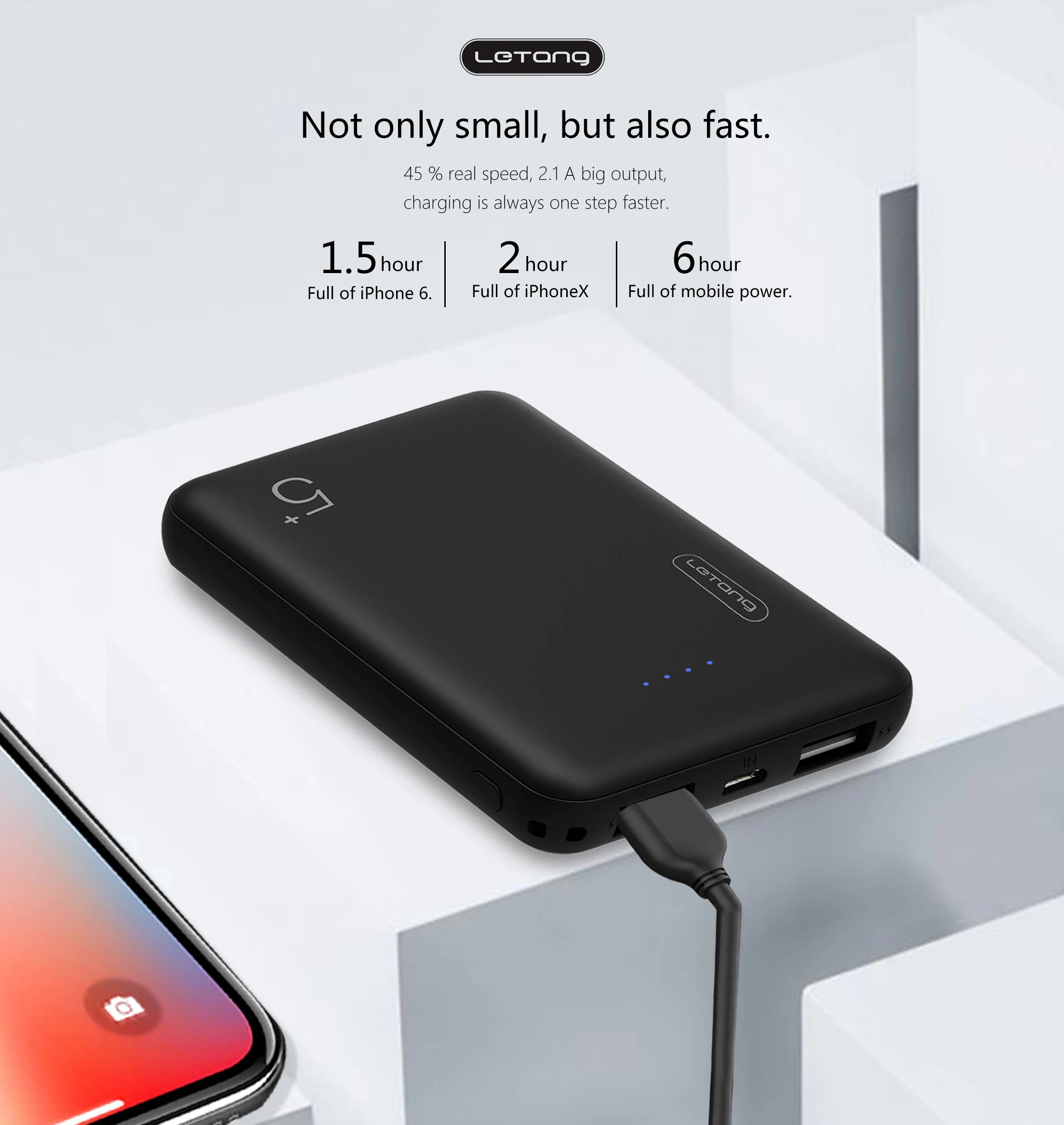 Letang мини портативный карманный повербанк внешний аккумулятор с двумя usb портами