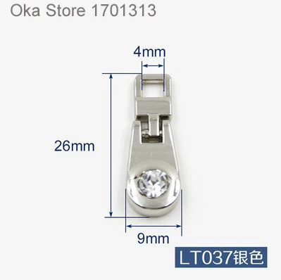 LT037 SILVER 1 шт. высокое качество металлическая молния голова молния тяга для джинсов брюки, повседневные брюки, одежда, сумка, чемодан аксессуары, инструмент портного - Цвет: LT037 SILVER