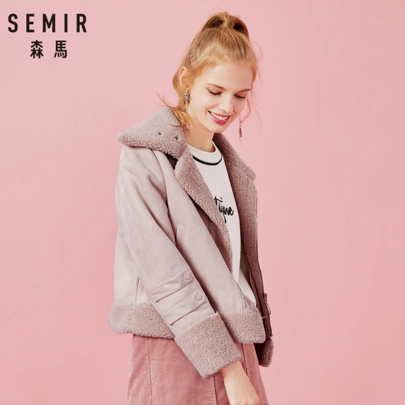 SEMIR Женская байкерская куртка из искусственной замши с подкладкой