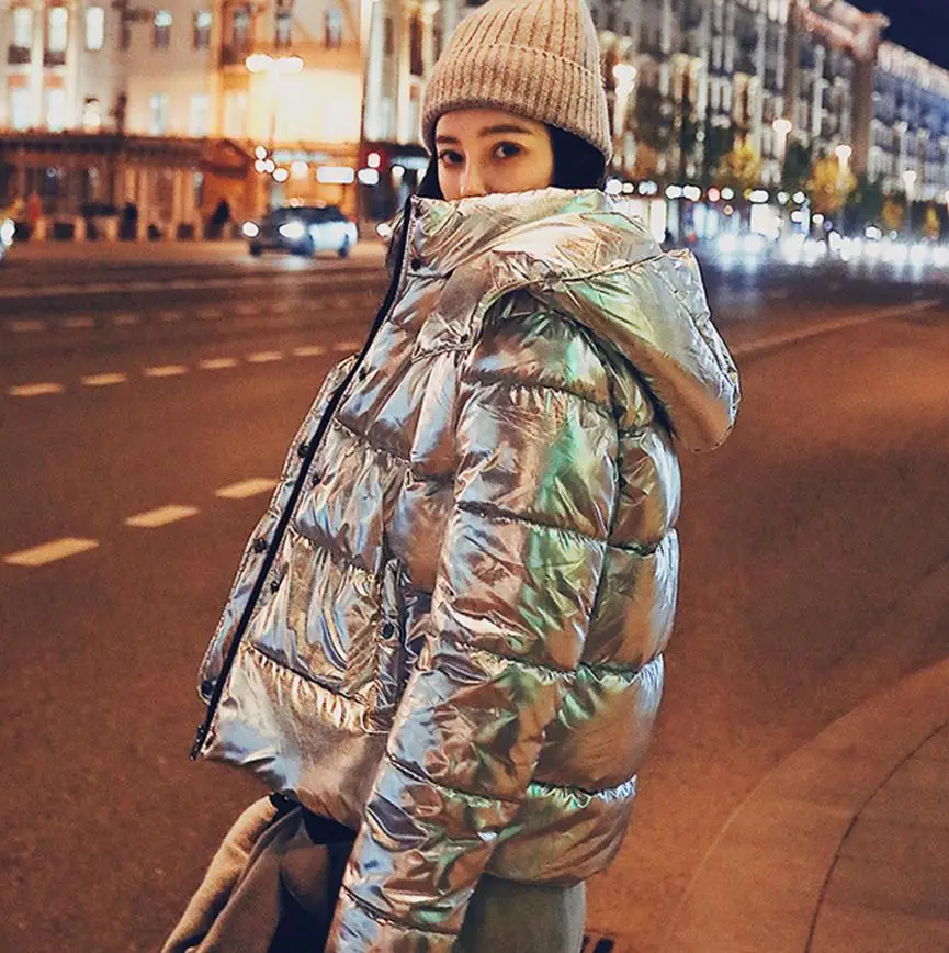 Оптовая продажа Зимняя Новая модная женская Серебристая Толстая теплая пуховая