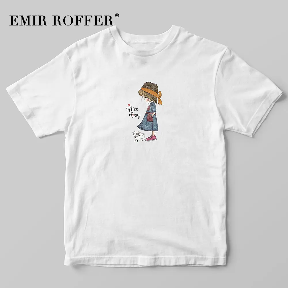 EMIR ROFFER модная футболка с принтом для девочек Женская Милая Kawaii винтажная