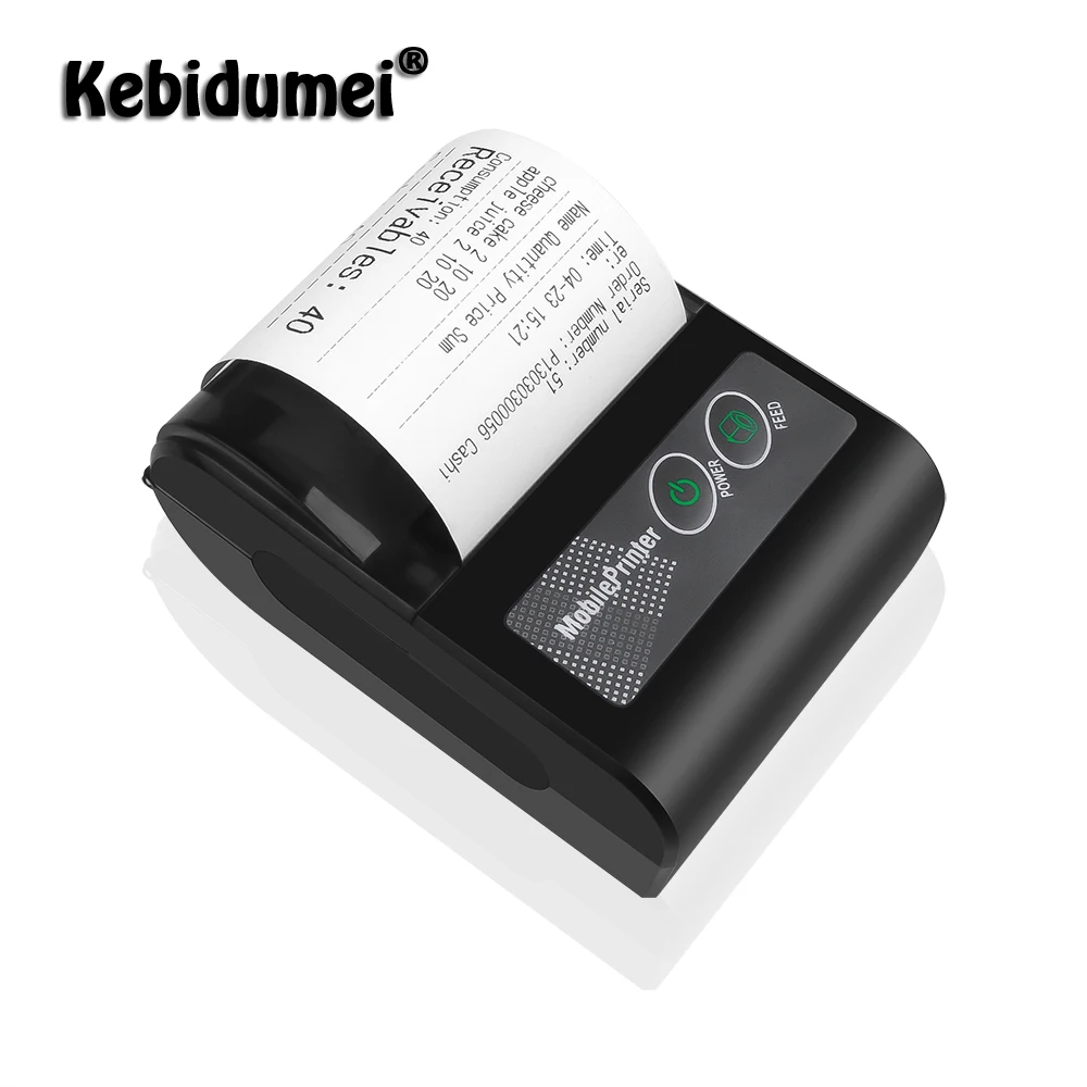 Мини термопринтер Kebidumei Bluetooth карманный портативный принтер квитанция билетов USB