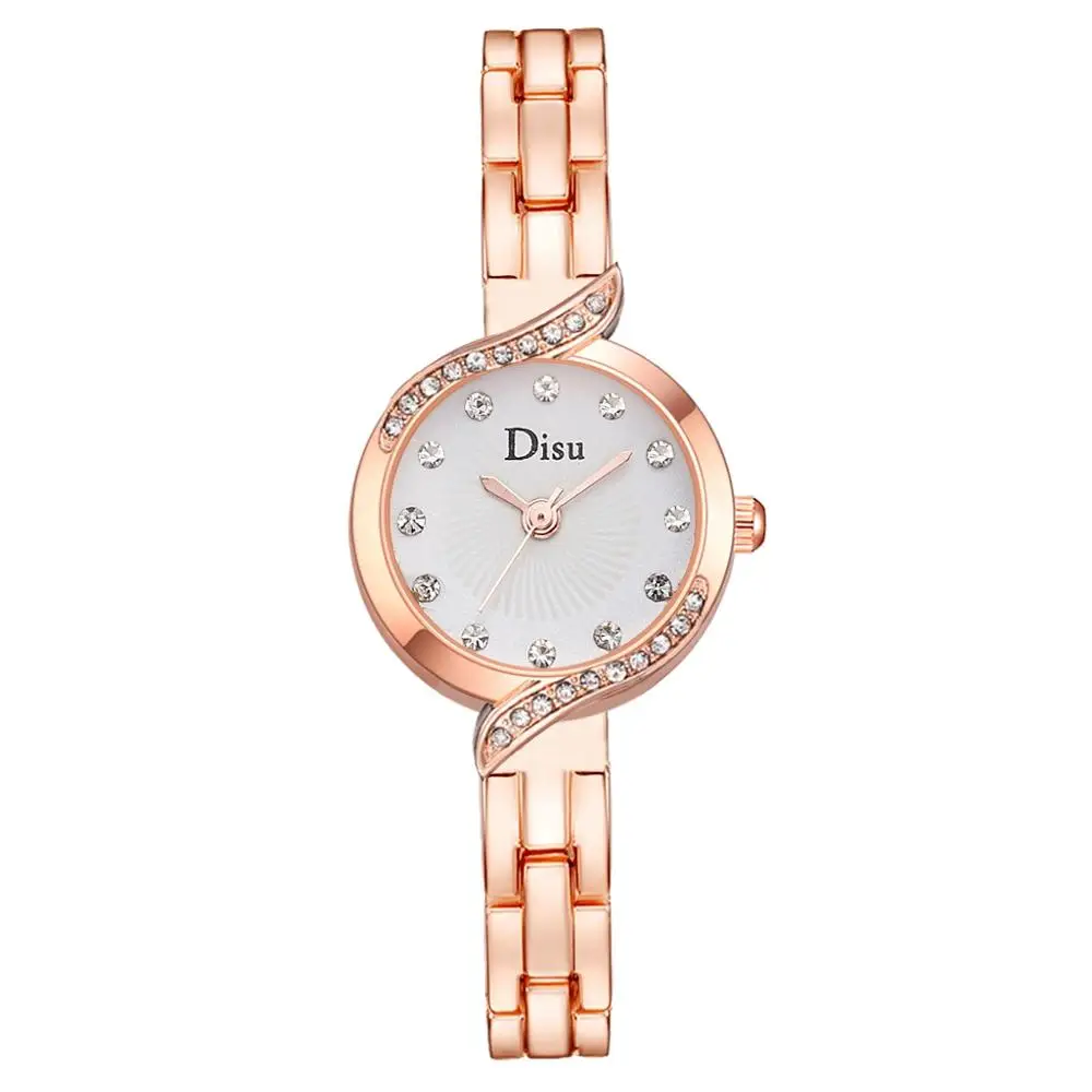 Rose Gold Disu брендовые роскошные женские часы-браслет модные часы из розового золота кварцевые часы женские наручные часы Relogio Feminino - Цвет: Rose Gold