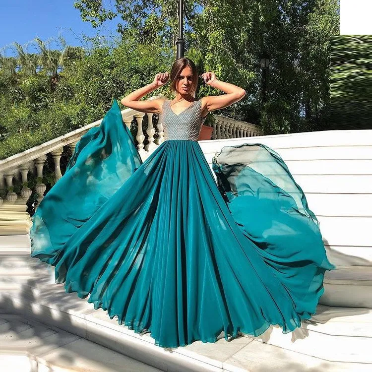 Женское шифоновое платье без рукавов с v образным вырезом длинное пляжное макси