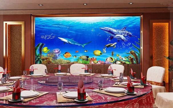 Quality imported green waterproof mildew nonwovens underwater world HDTVs background wallpaper 2015 3d board wall|wallpaper base|wallpaper
