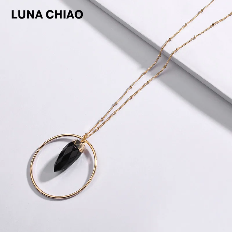 Ожерелье с кулоном LUNA CHIAO модный крашеный граненый натуральный камень