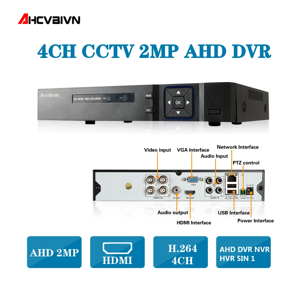 4CH AHD DVR рекордер 1080P 720P 960H сетевой видеорегистратор 4 канала H.264 CCTV HVR NVR система P2P