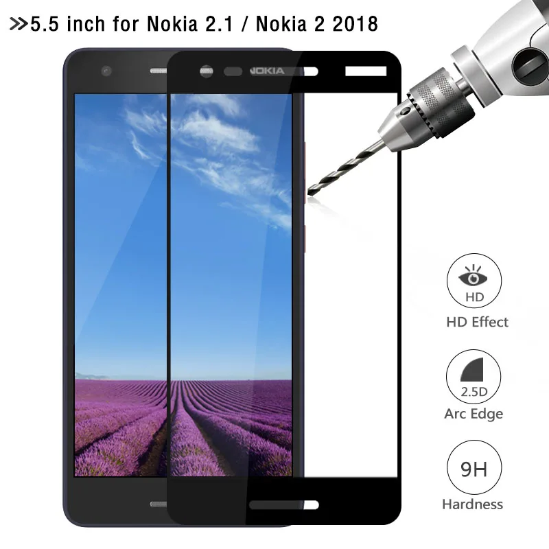Закаленное стекло для Nokia 2 1 Взрывозащищенная защитная пленка экрана 2018 полное