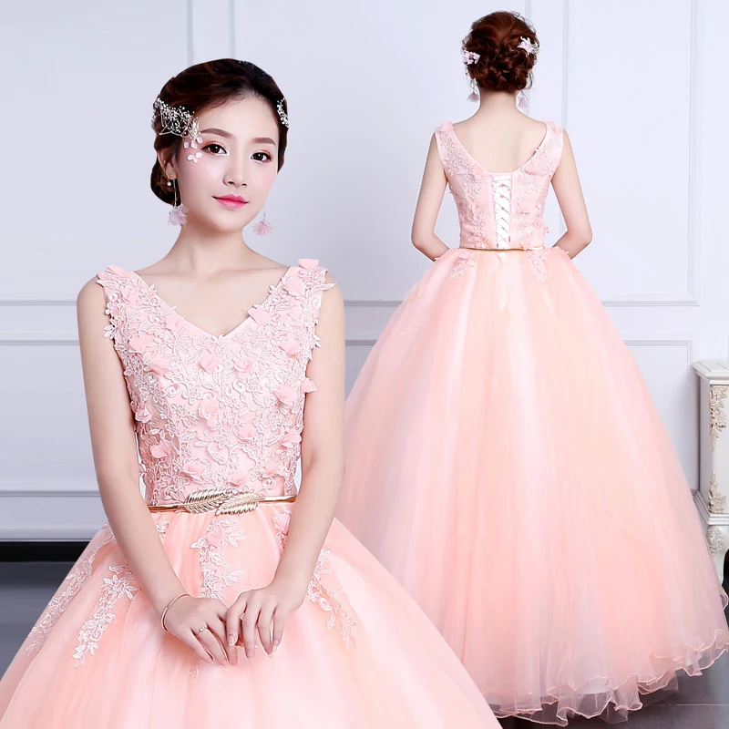 

Розовые милые платья 16 Quinceanera, дешевые платья с V-образным вырезом и цветами из бисера, тюль для отладки, 15 подроствечерние, вечернее платье д...