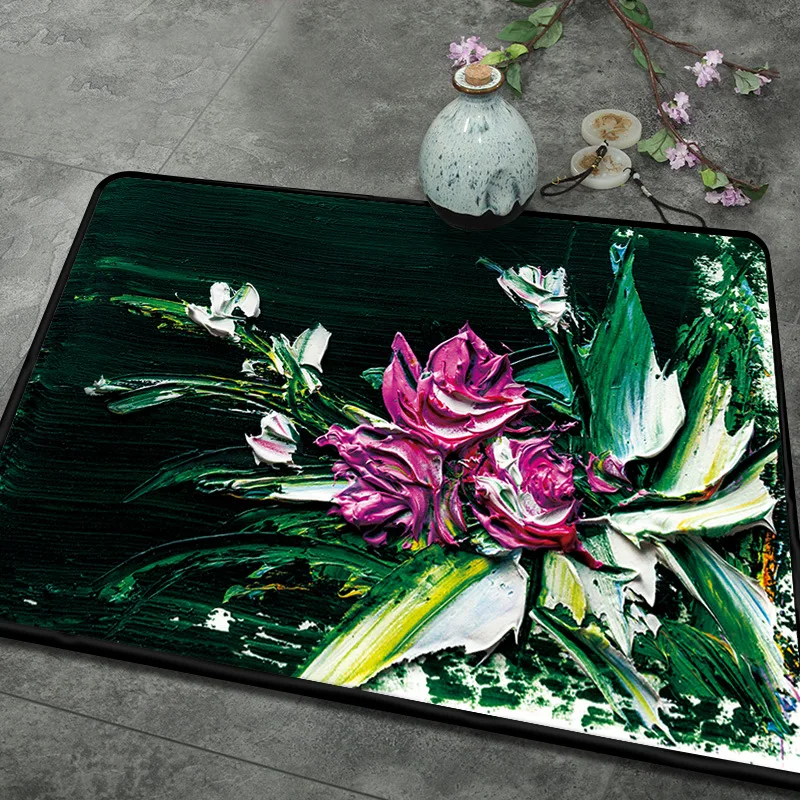 Европейский домашний ковер с цветочной росписью нескользящий для гостиной офиса