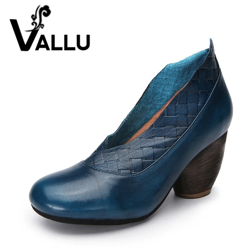 Женские туфли-лодочки ручной работы туфли из натуральной кожи на массивном