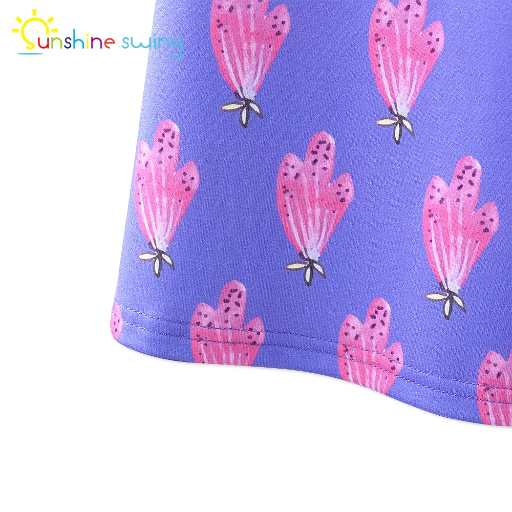 Sunshine Swing Half Sleeve Girls Dress Elegant Flower Print Round Neck Princess Kids Children's Clothes | Детская одежда и