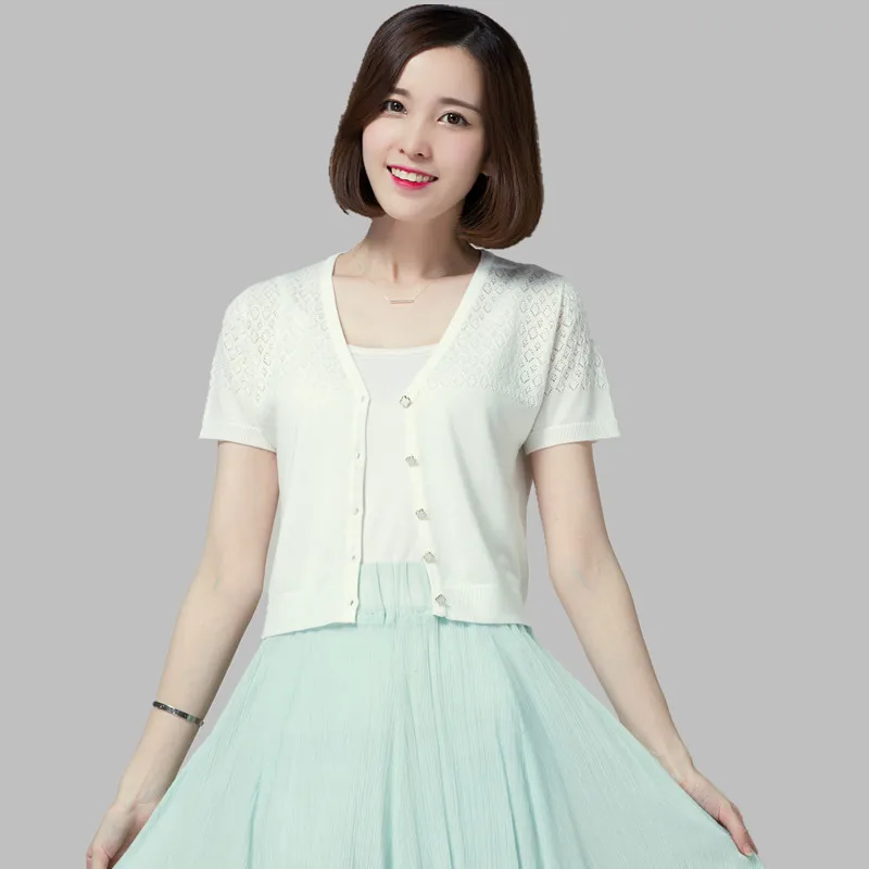 Женский тонкий трикотажный кардиган элегантный с V образным вырезом и вырезами