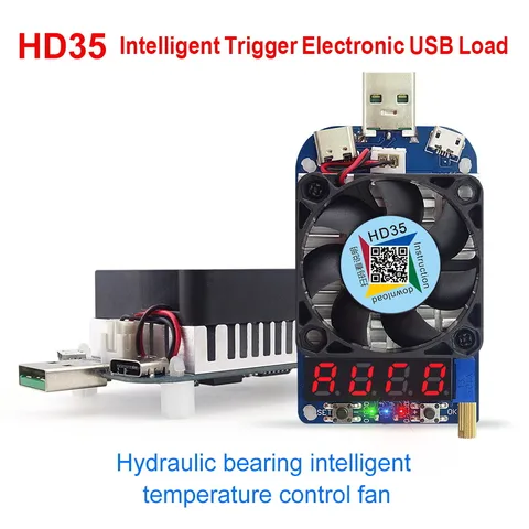 Цифровой триггер RD HD25 HD35 QC2.0 QC3.0, Электронный USB-резистор нагрузки, тестер разряда батареи, регулируемое напряжение тока для метра 35 Вт