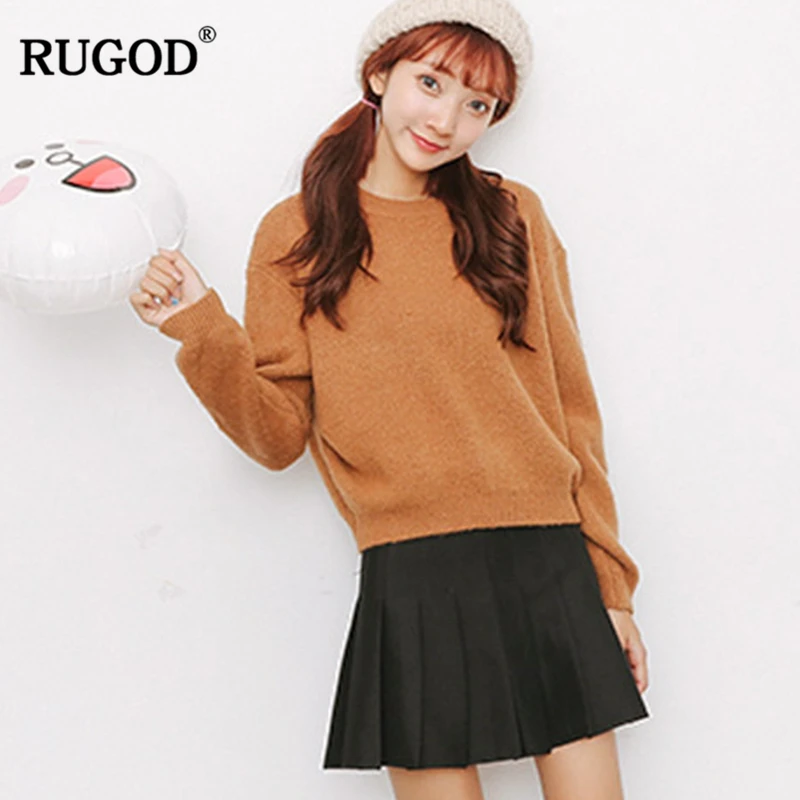 RUGOD 2018 Новый осень-зима модный свитер с круглым вырезом и длинными рукавами Famele