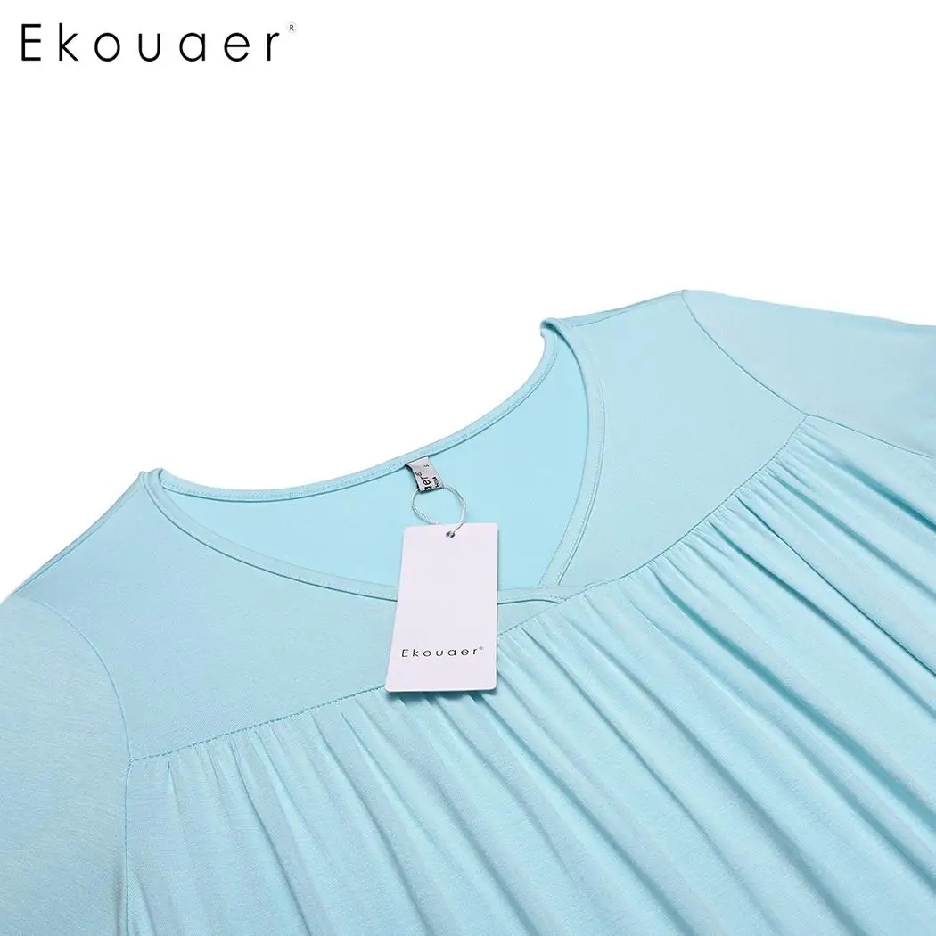 Ekouaer ночная рубашка с коротким рукавом повседневная одежда для сна женское