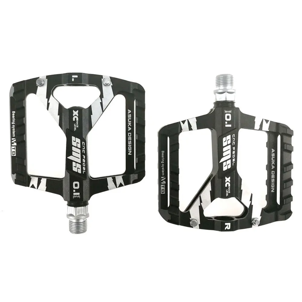 Горячая MTB дорожный горный велосипед Платформа Педали Алюминиевый сплав плоская платформа MTB велосипед педаль Аксессуары для велосипеда - Цвет: Black