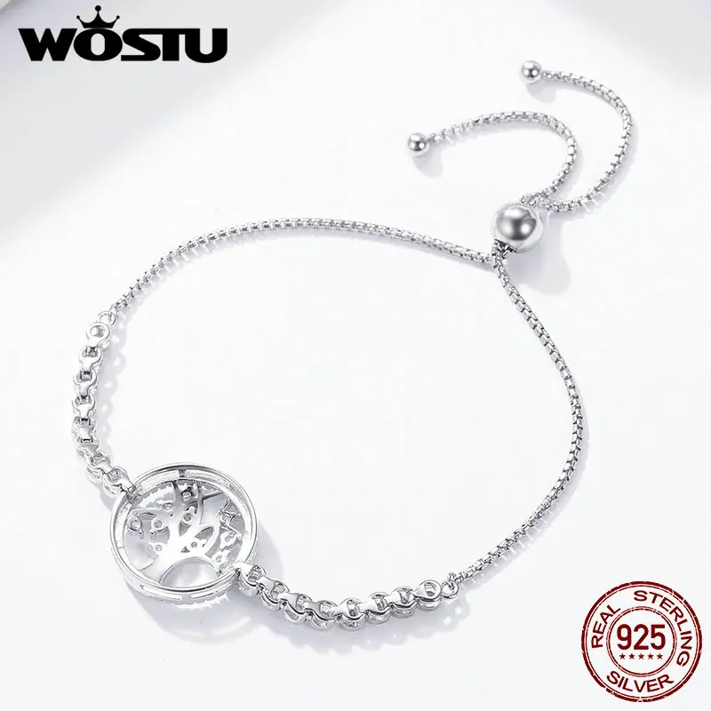 WOSTU подлинный 100% Стерлинговое Серебро 925 пробы Древо жизни Теннисный браслет