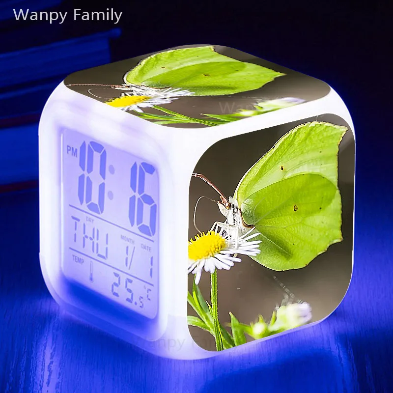 Очень красивые бабочки светодиодный Будильник 7 цветов светящийся Цифровой