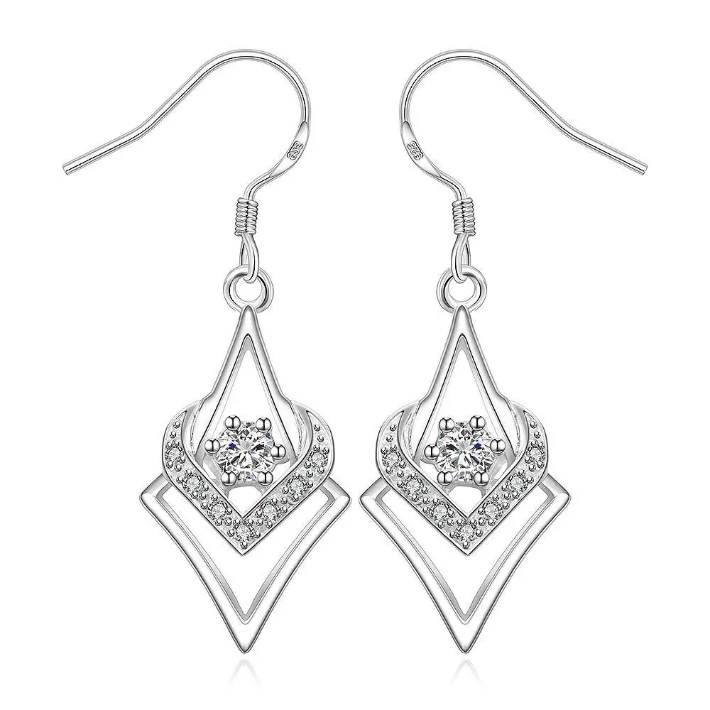 

factory Wholesale price Silver drop Dangle Earrings for Women Wedding Lady Earrings Zircon Jewelry Crystal Earrings E444