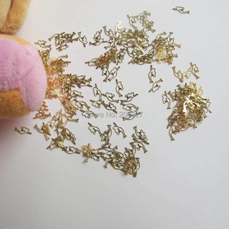 MS128 100 шт. золотые милые металлические Стикеры для дизайна ногтей в стиле русалки