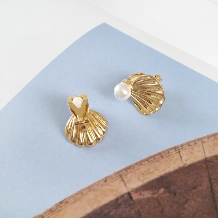 Корейский Новый Дизайн жемчужная раковина металлические геометрические милые