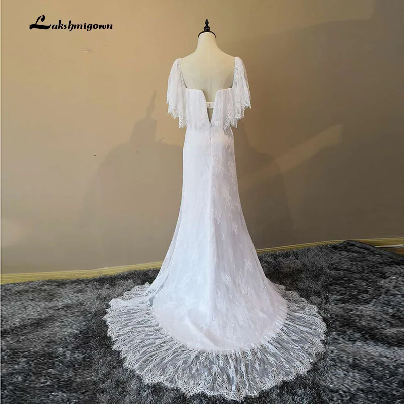 Vestido De Noiva кружевной пляжный Boho свадебный наряд с открытой спиной белые свадебные
