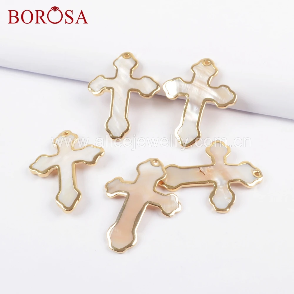 BOROSA 8 шт. натуральный белый корпус ювелирное изделие крестообразная форма