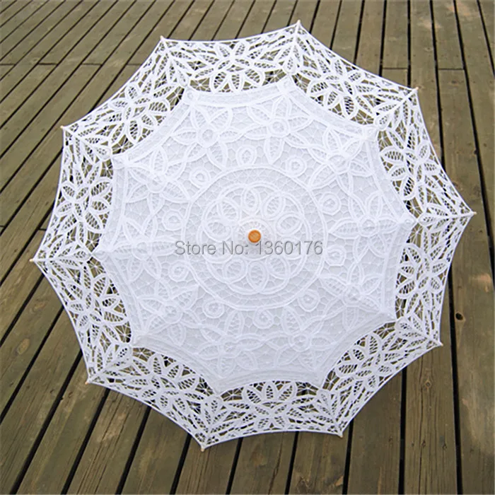Popular classic! Full of work white lace umbrella parasol cotton battenburg wedding W077#|umbrella machines|umbrella advertisingumbrella chinese |