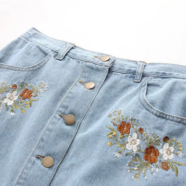 Юбка женская джинсовая трапециевидная с высокой талией эластичная мини-юбка на