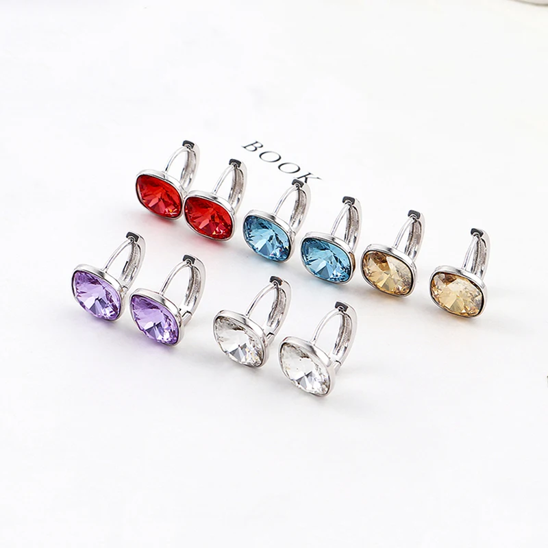 Женские квадратные серьги-гвоздики BAFFIN Серебристые серьги с кристаллами