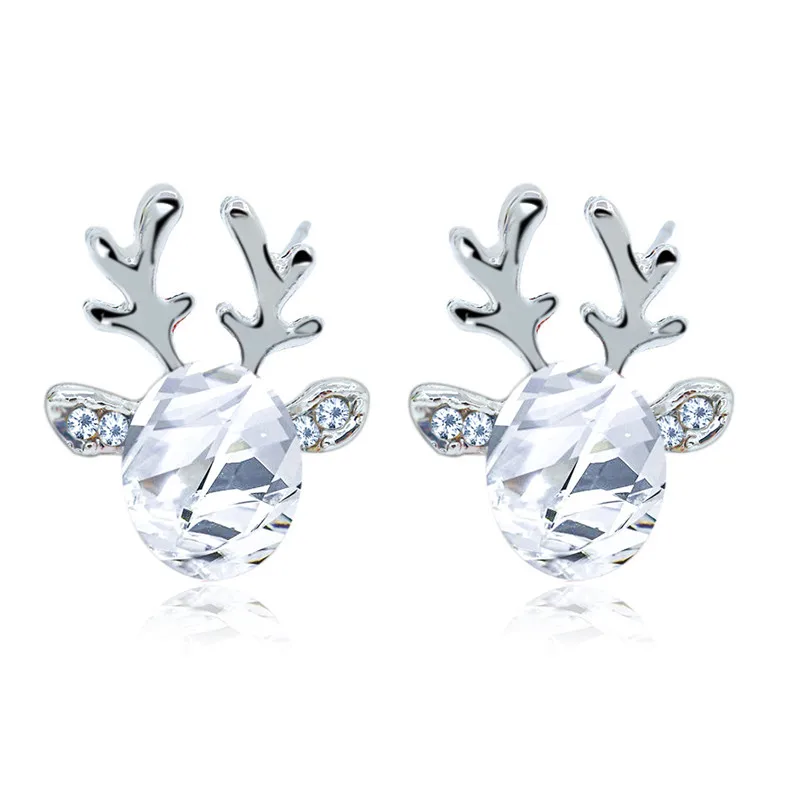 Женские серьги гвоздики с фианитами в виде оленя|fashion stud earrings|stud earringsstud earrings for women
