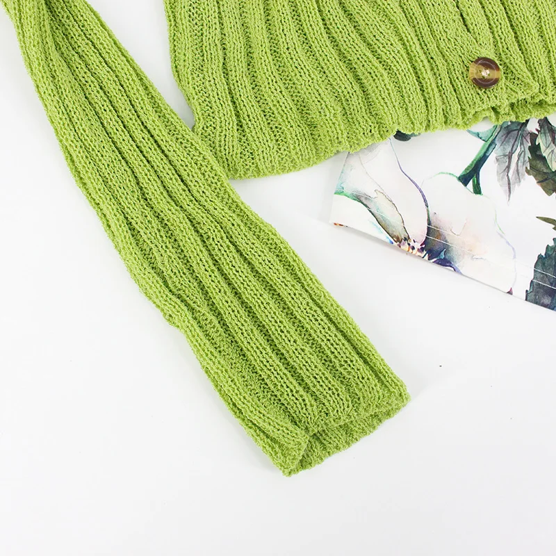 Женский однобортный Кардиган на пуговицах Осенний короткий черный кардиган с