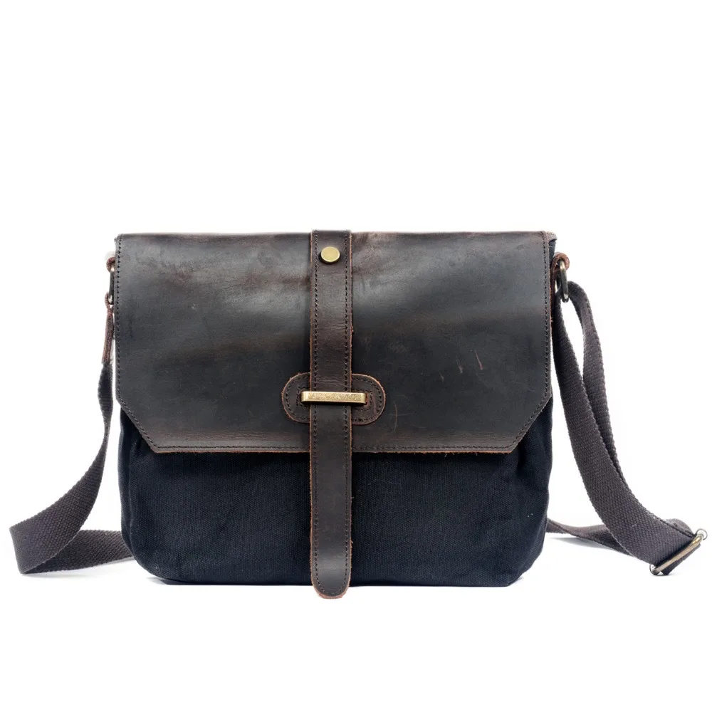 

M234 Vintage Unisex Messenger Bags Canvas Leather Shoulder Bag Casual Multifunction Male Small Portable Waterproof Crossbody Bag