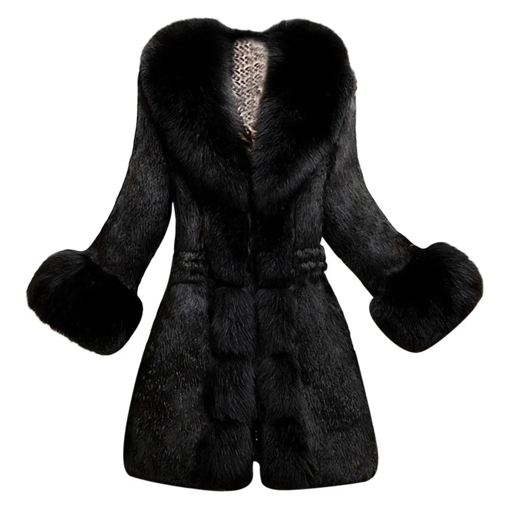 Черный Женское пальто из искусственного меха, Abrigo Mujer Chamarras De Mujer Casaco Feminino Manteau Femme Jaqueta Feminina N30 - Цвет: Черный