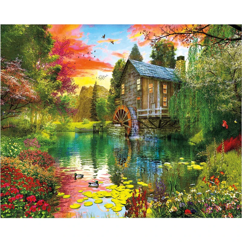 5D DIY квадратная круглая алмазная живопись лес хижина вышивка крестиком Алмазная