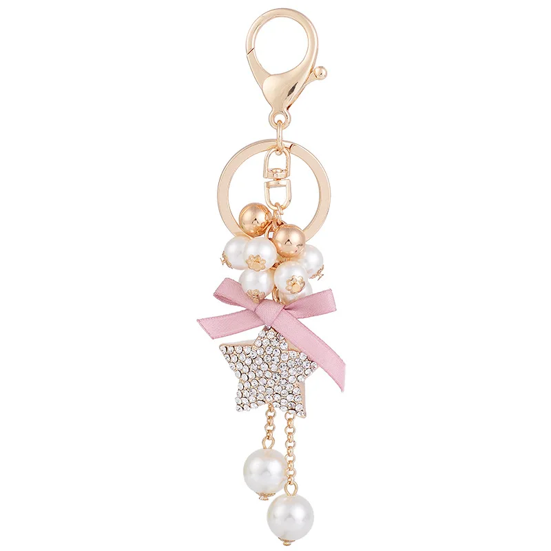 Творческий с украшением в виде кристаллов Украшенные бусинами и бантом брелок Star