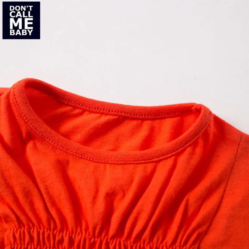 Летние оранжевые футболки с рюшами для маленьких девочек Don CALL ME базовые модные