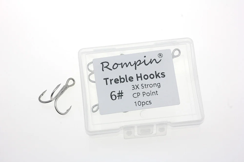 Rompin 10 шт./кор. Рыбалка тройной крючок 3X супер сильный 4#6#8# для Тунец КИТ Морская рыбалка с перевернутый т-образным ремешком с покрытием из никеля