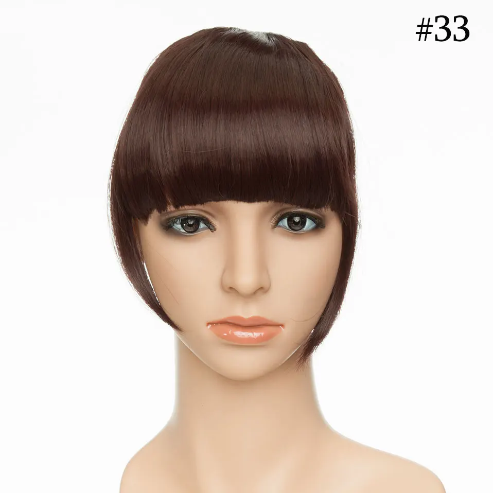 Dark auburn SNOILITE, 8 дюймов, короткие, передние, аккуратные, челка, заколка, короткая челка, волосы для наращивания, прямые, синтетические, натуральные волосы для наращивания, челка - Цвет: Dark auburn