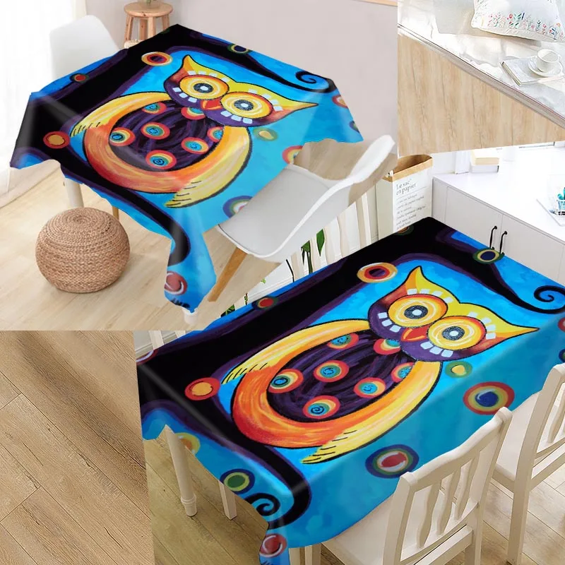 tablecloth Изготовленный На Заказ рисунок с совой крышкой стола Оксфорд влагостойкая скатерть может мыть скатерти для кухни свадебное оформление отеля - Цвет: tablecloth
