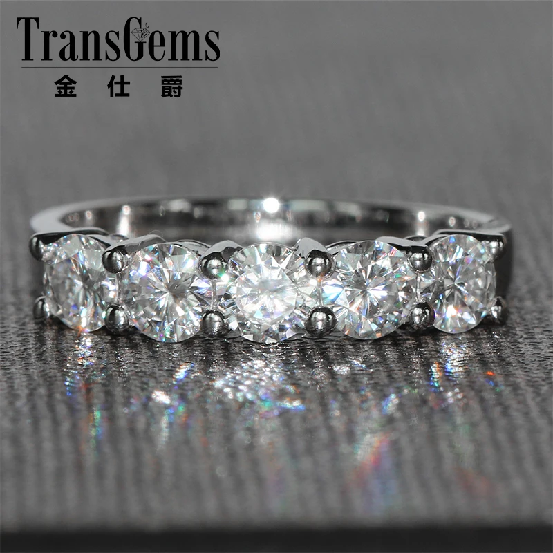 TransGems сплошной 14K белое золото 1.25CTW 4 мм FGH цветной лабораторный Выращенный