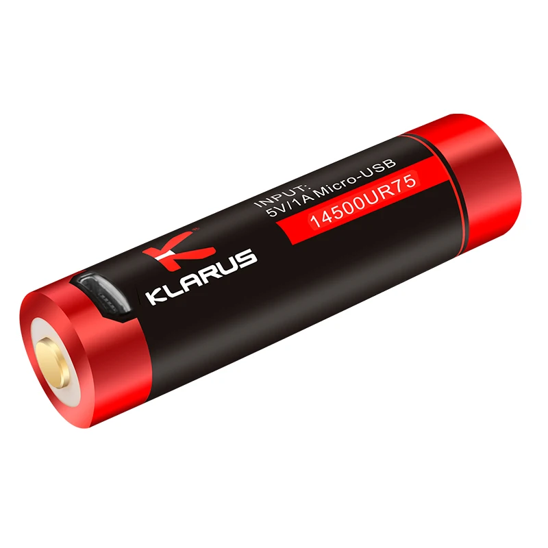 2 шт KLARUS 14500RU75 14500 литий-ионная батарея 750 мАч 2,77 Вт с микро-USB зарядным кабелем перезаряжаемая батарея