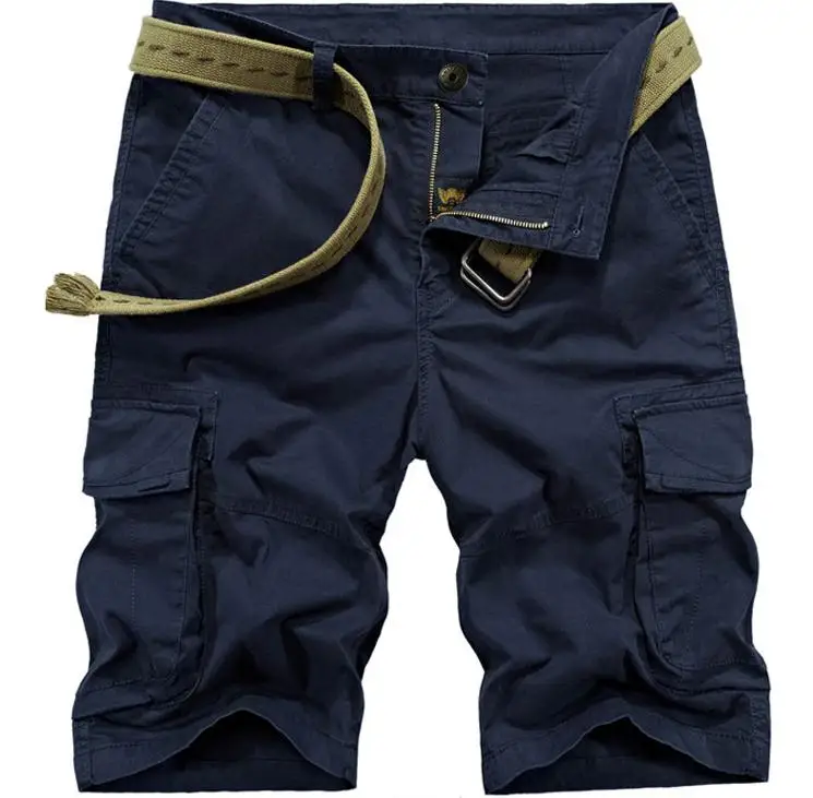 Dark blue Мужские повседневные шорты, модные брендовые мужские камуфляжные пляжные шорты, летние прямые мужские шорты, большие размеры XXXXL 42 - Цвет: Dark blue