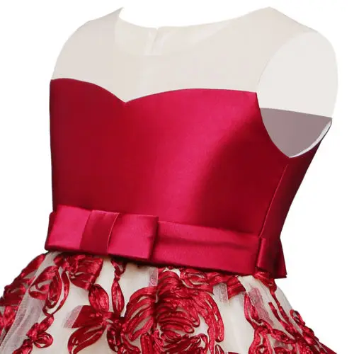 Летнее элегантное с вышивкой без рукавов рождественское для маленьких девочек