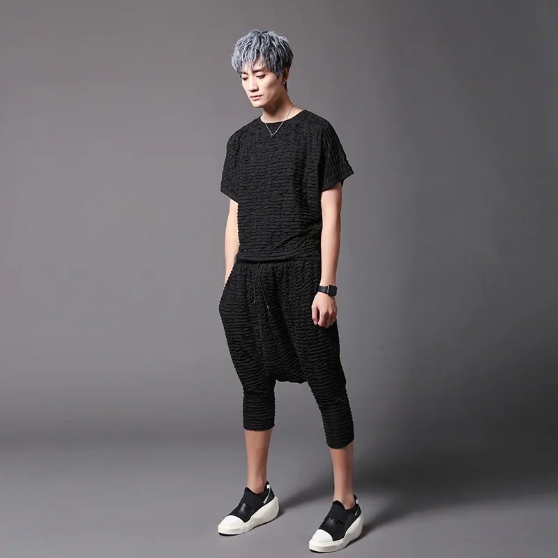 Брюки мужские винтажные для ночного клуба эластичные шаровары в стиле хип-хоп