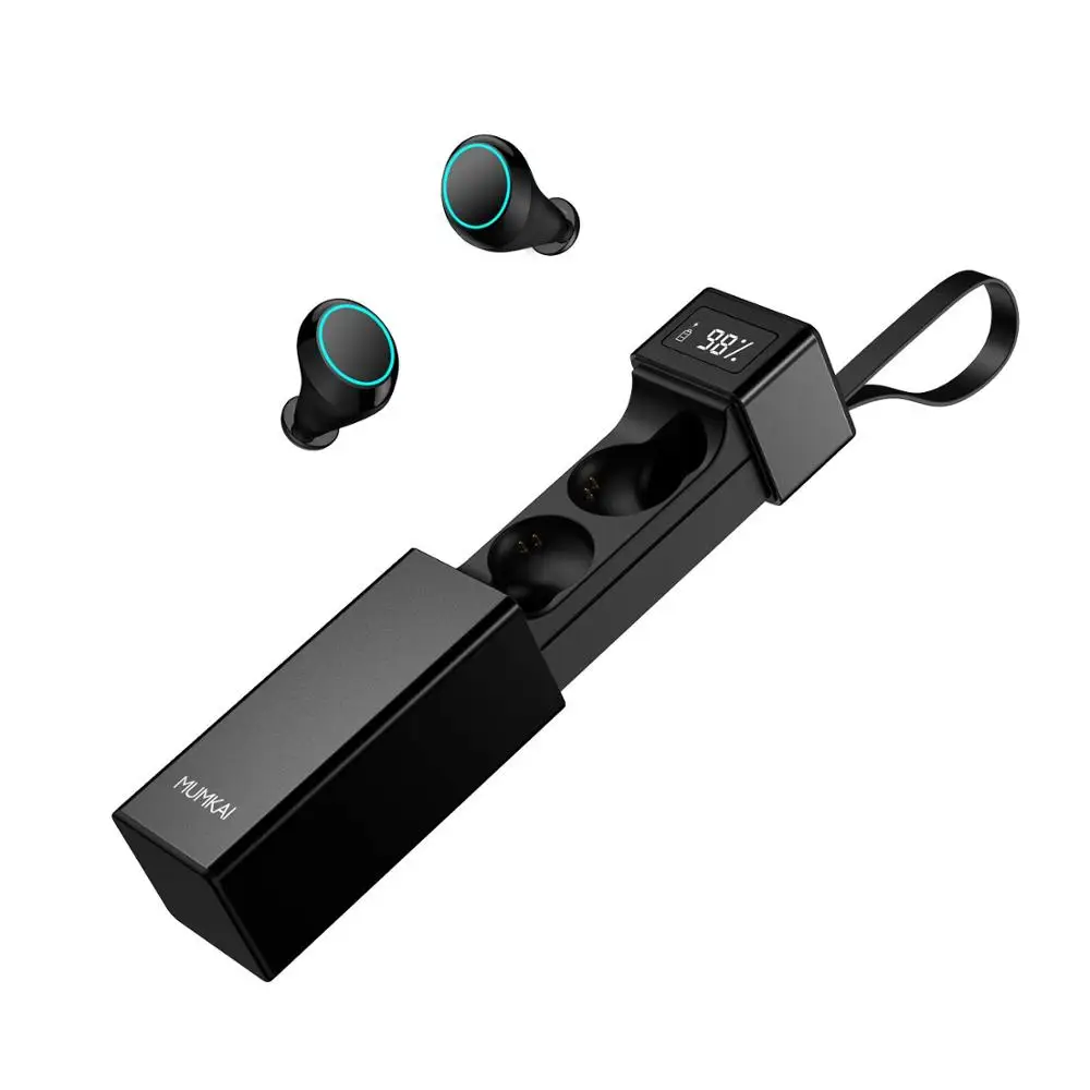 Настоящие беспроводные наушники Bluetooth 5,0 IPX7 водонепроницаемые Hi-Fi стерео наушники с шумоподавлением спортивные беспроводные Bluetooth наушники - Цвет: Черный