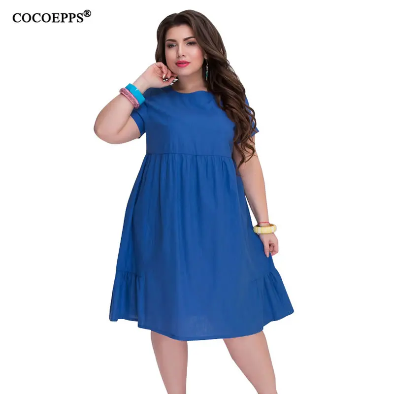 COCOEPPS 5XL 6XL 2019 Новое поступление большой Размеры Лето Для женщин свободное платье